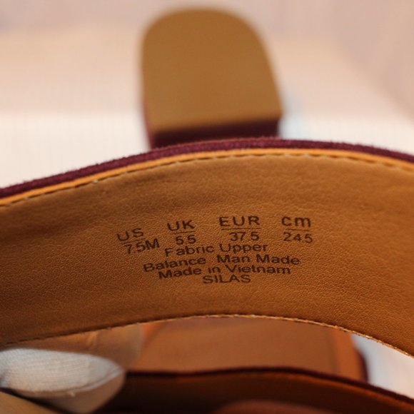 Franco Sarto Size 7.5M Silas Maroon/Burgundy Faux Suede Slide Low Heeled Sandals - Picture 9 of 12